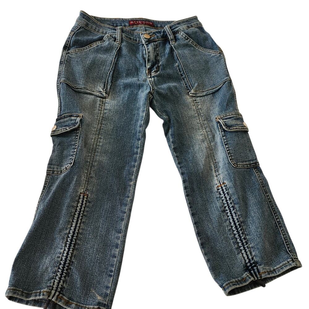 Womens Voice Denim Crop Jeans Sz 28 / Gather String